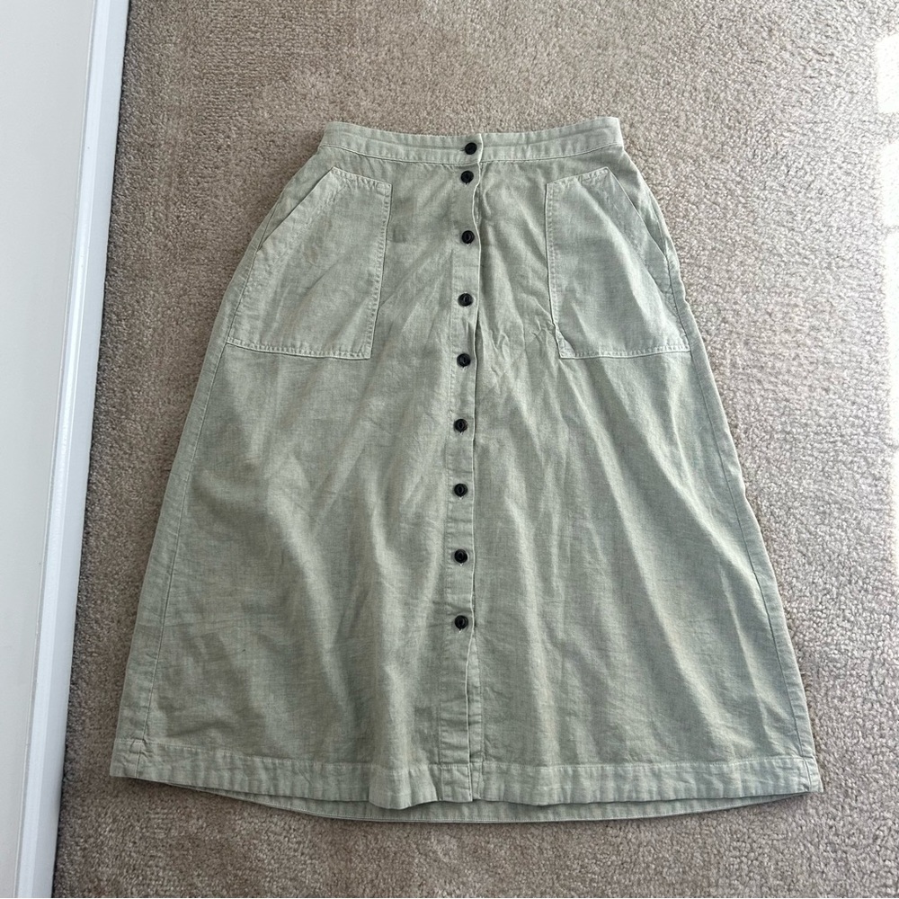 Universal Thread Sage Button-Front A-Line Skirt - image 1